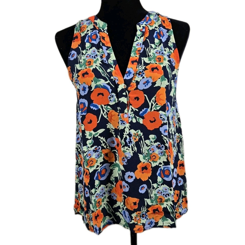 Joie 100% Silk Floral Sleeveless Blouse XS Multicolor V-Neck Tank Top‎ Style...